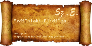 Széplaki Eliána névjegykártya